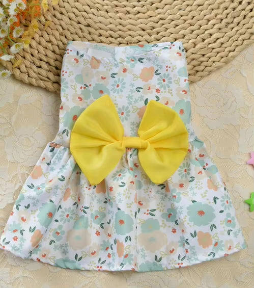 Floral Dress w/ Yellow Bow